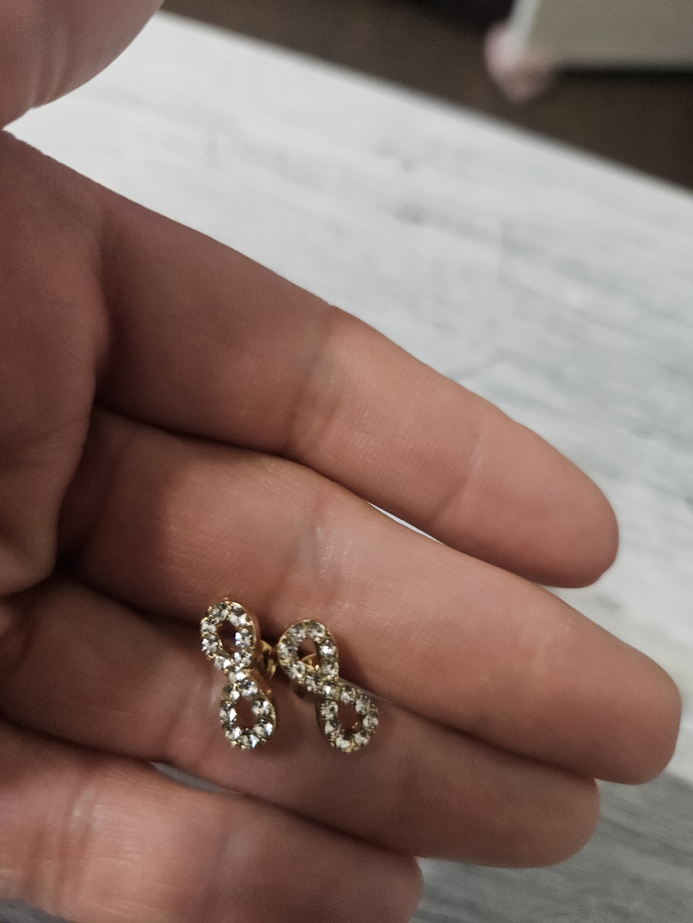 Source Unknown Gold Infinity Crystal Stud Earrings
